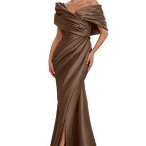 Off Shoulder Satin Mermaid Evening Gown Women Formal Long Party Dress