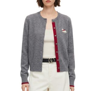 GOELIA Women Wool Blend Lightweight Cardigan Sweaters 2026 Spring Business Casual Solid Long Sleeve Knitted Cardigan Top