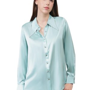 COLD POSH Long Sleeve Silk Blouses for Women Shirts | Women’s 100% Pure Silk Blouses Elegant Button Down Shirt Smooth Tops Cool